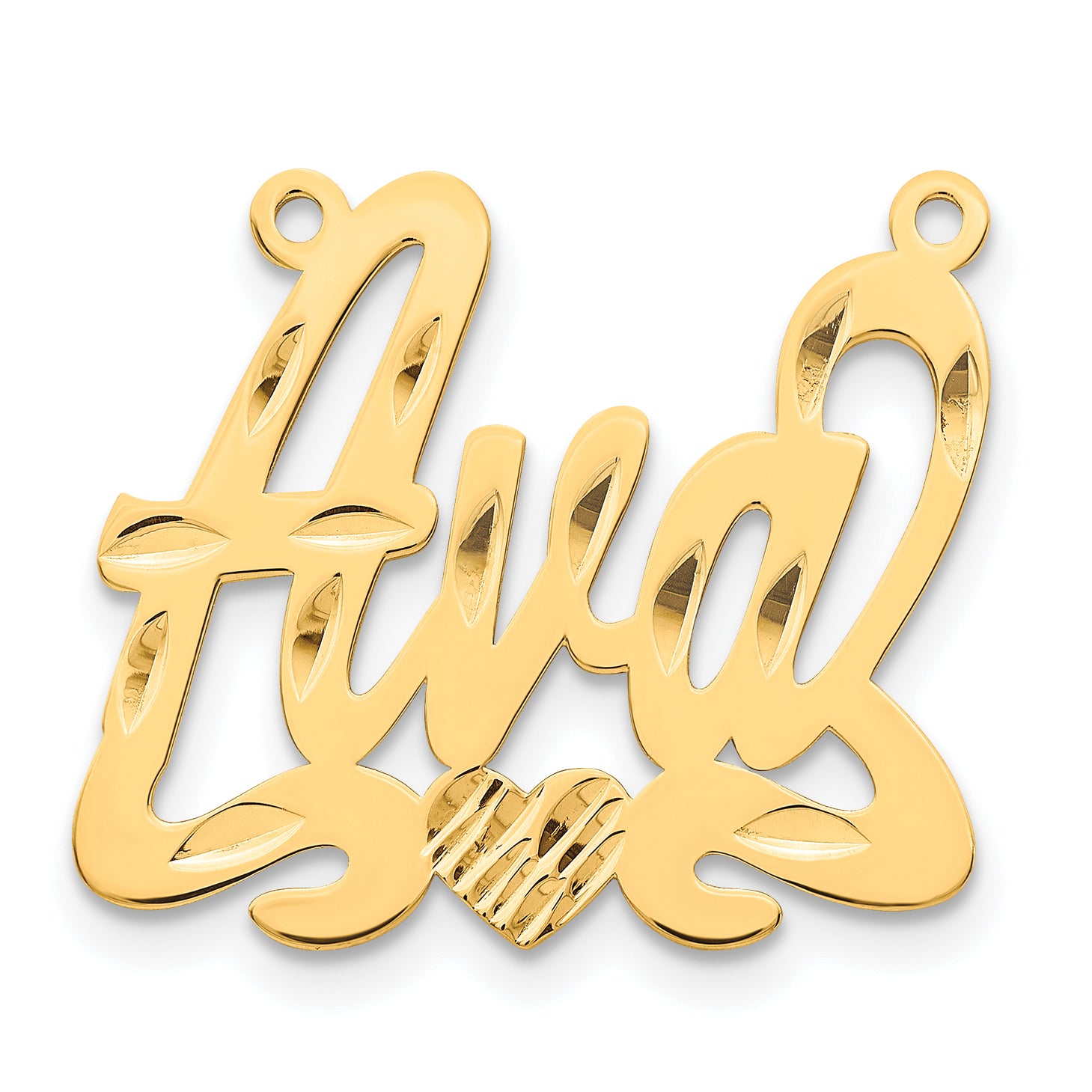10KY Diamond-cut with Heart Name Plate