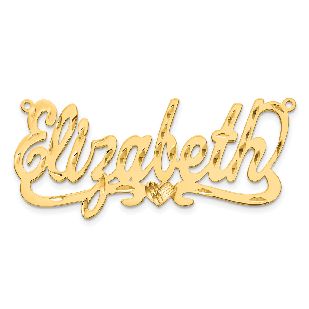 10KY Diamond-cut with Heart Name Plate