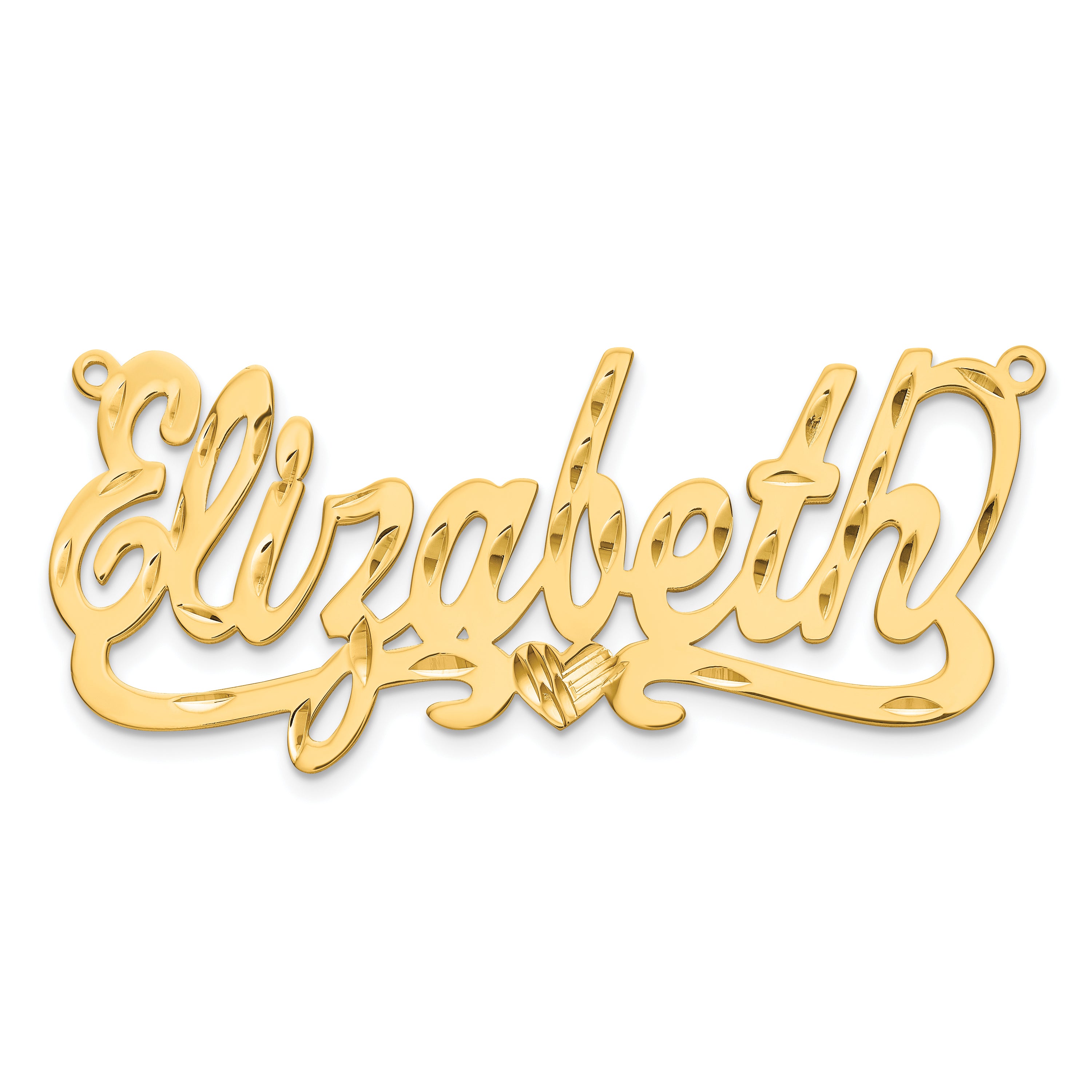 10KY Diamond-cut with Heart Name Plate