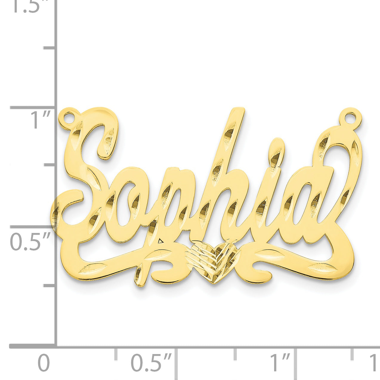 10KY Diamond-cut with Heart Name Plate