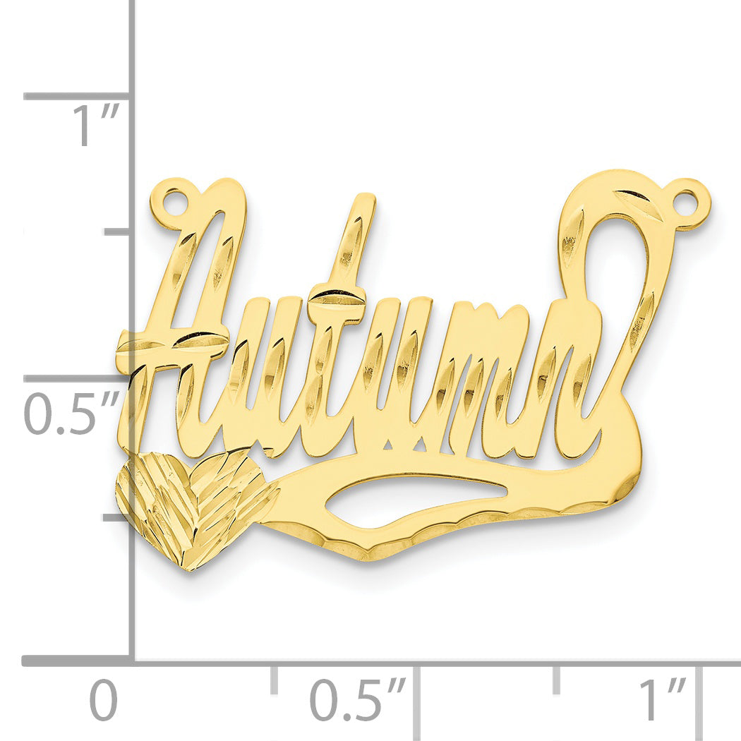 10K Polished Diamond-cut Heart Name Plate