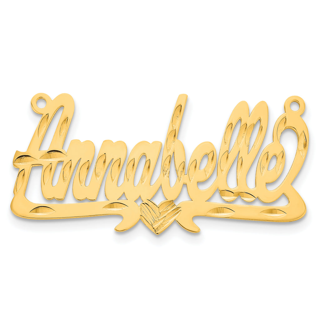 10K Polished Diamond-cut Heart Name Plate