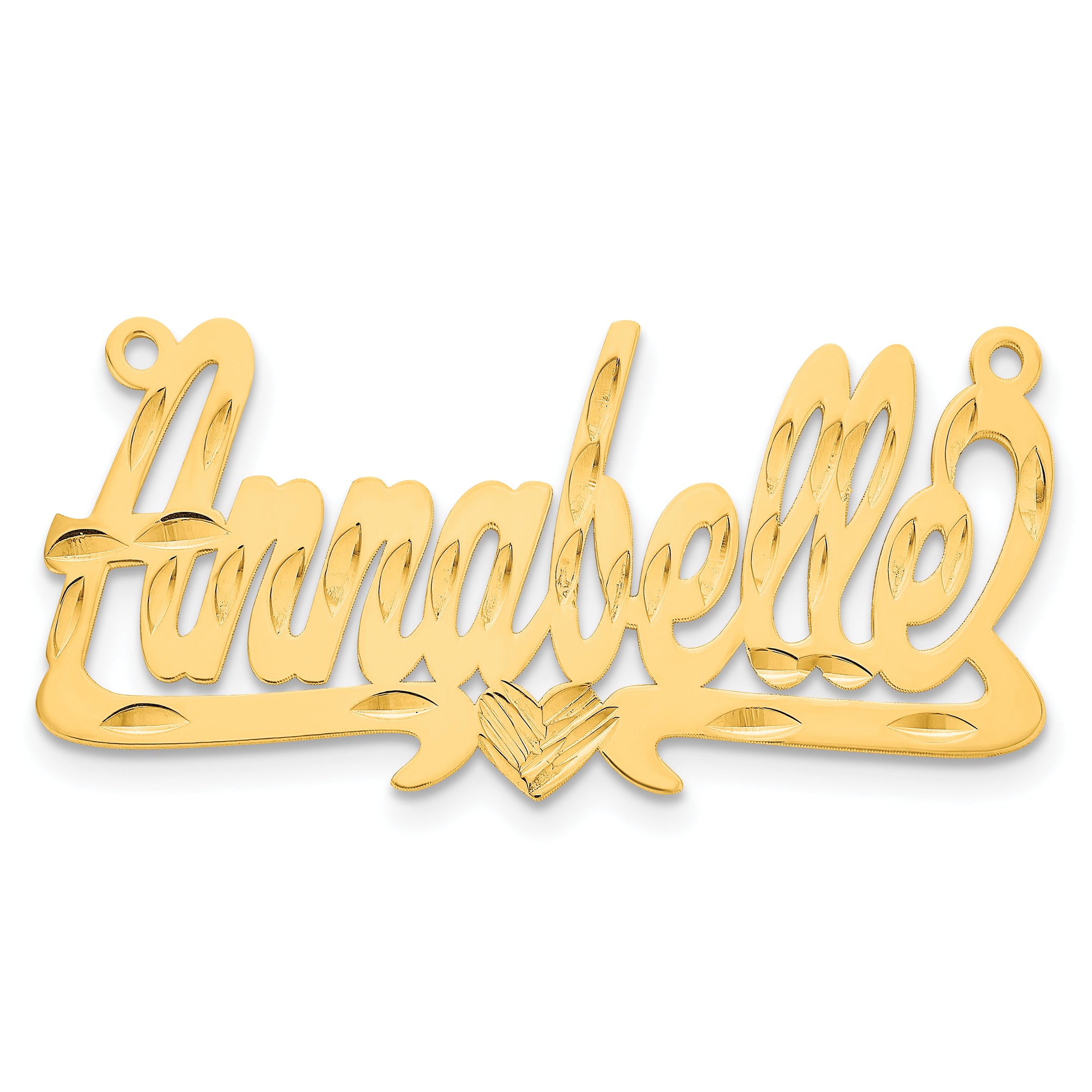 10K Polished Diamond-cut Heart Name Plate