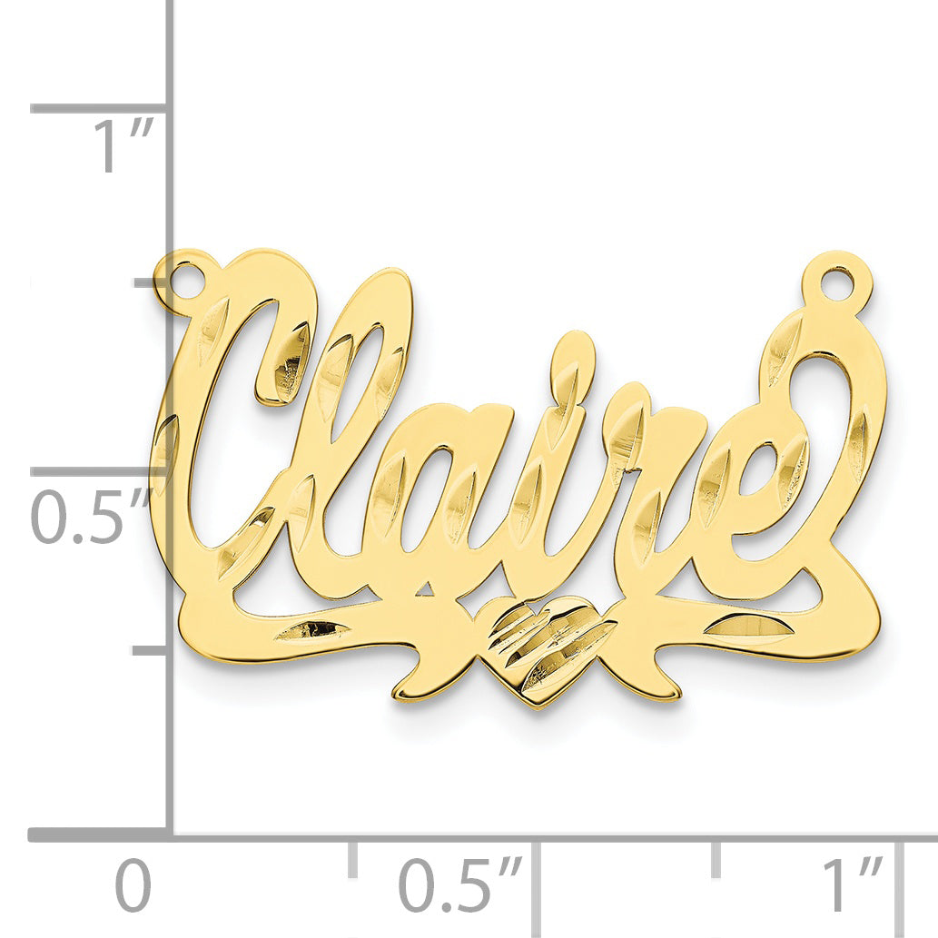 10K Polished Diamond-cut Heart Name Plate