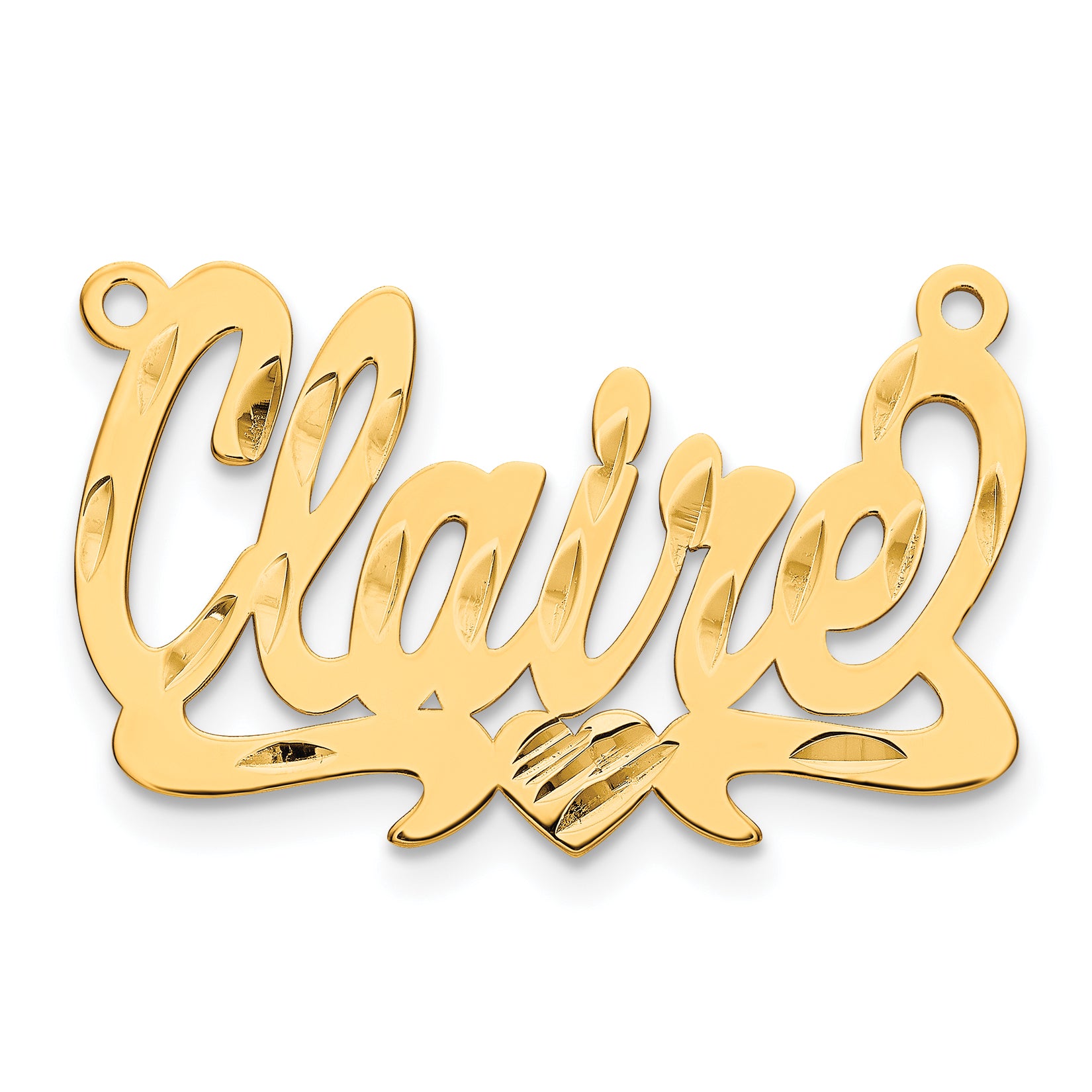 10K Polished Diamond-cut Heart Name Plate
