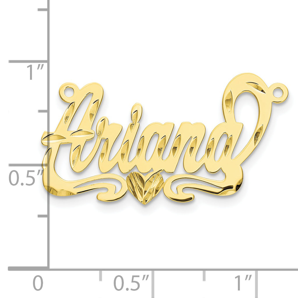 10K Polished Diamond-cut Heart Name Plate