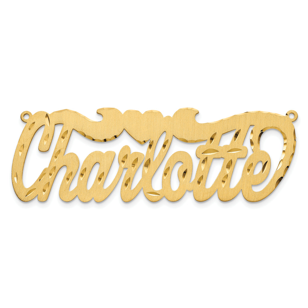 10K Satin Diamond-cut with Heart Name Plate