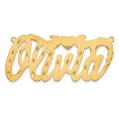 10K Satin Diamond-cut with Heart Name Plate
