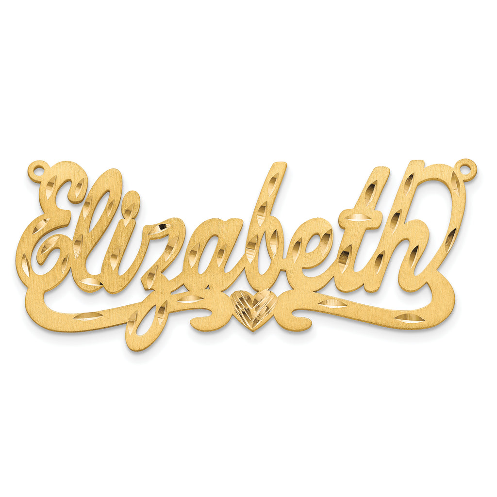 10K Satin Diamond-cut with Heart Name Plate