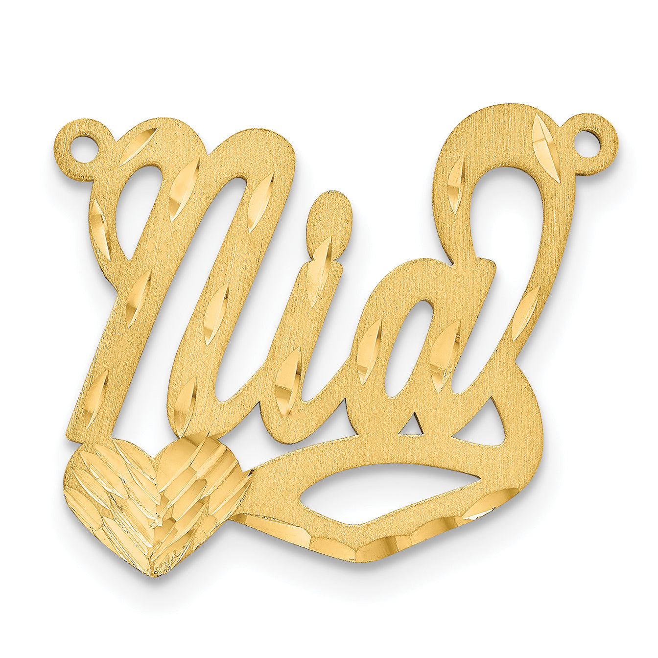 10K Satin Diamond-cut Heart Name Plate