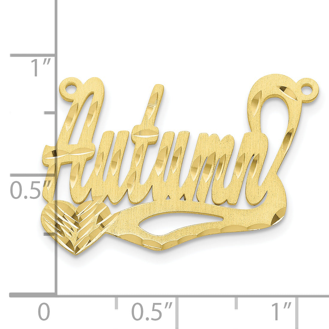 10K Satin Diamond-cut Heart Name Plate