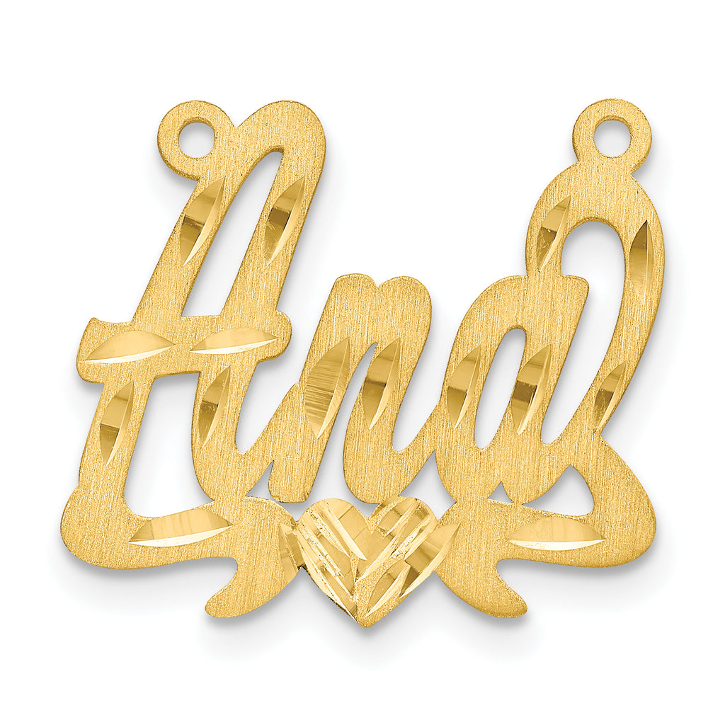 10K Satin Diamond-cut Heart Name Plate