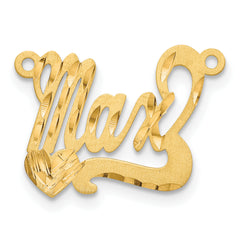 10K Satin Diamond-cut Heart Name Plate