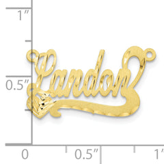 10K Satin Diamond-cut Heart Name Plate