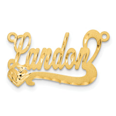 10K Satin Diamond-cut Heart Name Plate