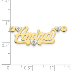 10KY Two-tone 3D with Hearts Diamond Name Plate