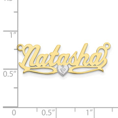 10KY Two-tone 3D with Heart Diamond Name Plate