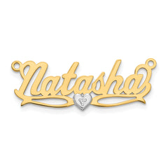 10KY Two-tone 3D with Heart Diamond Name Plate