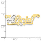 10K Two-tone 3D with Hearts Diamond Name Plate