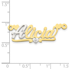 10K Two-tone 3D with Hearts Diamond Name Plate