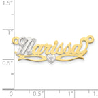 10KY Two-tone 3D with Heart Diamond Name Plate