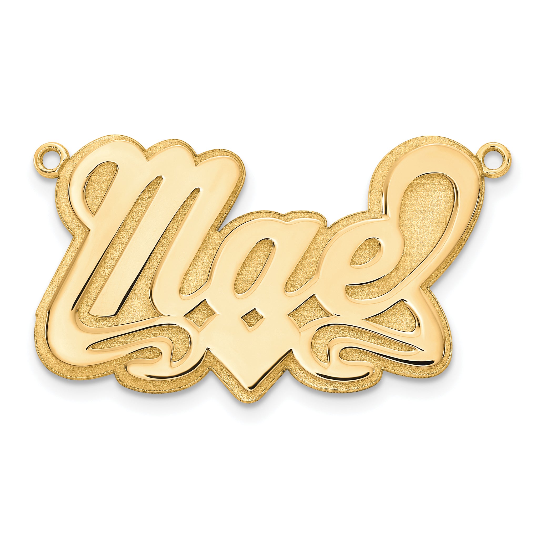 10KY 3D Polished Heart Name Plate