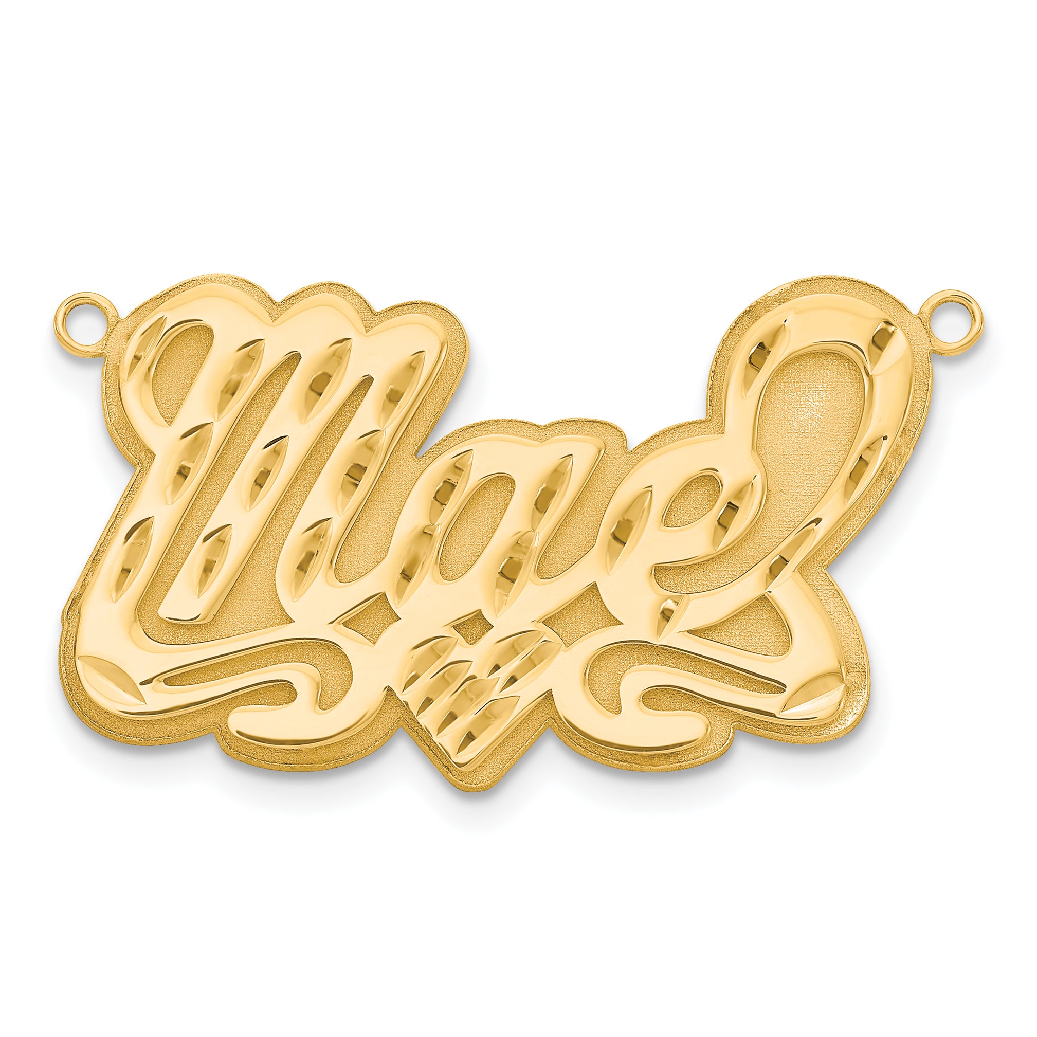 10KY 3D Diamond-cut Heart Name Plate Secondary image