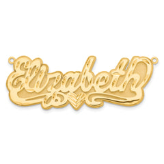 10KY 3D Diamond-cut Heart Name Plate