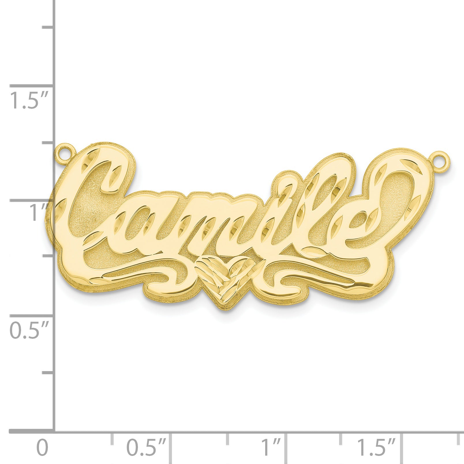 10KY 3D Diamond-cut Heart Name Plate