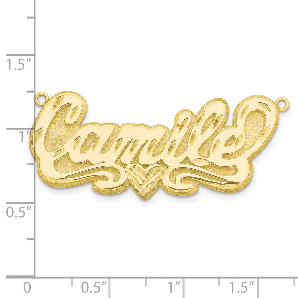 10KY 3D Diamond-cut Heart Name Plate