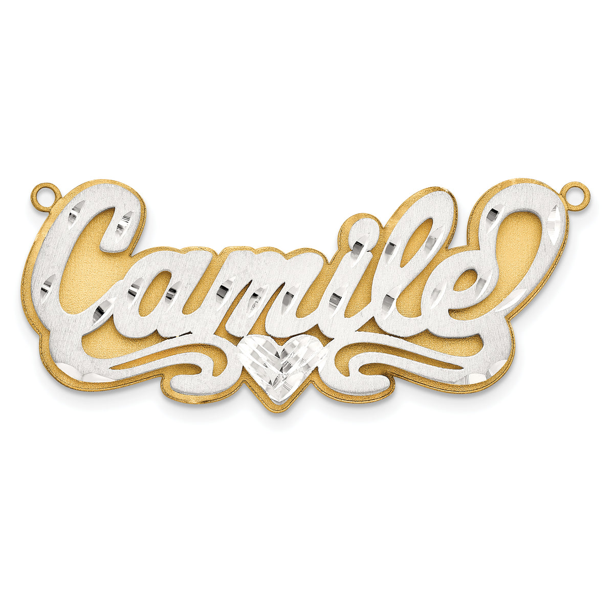 10K 3D Two-tone Satin Diamond-cut Name Plate