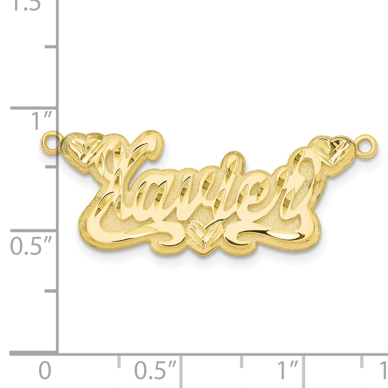 10KY 3D Diamond-cut Hearts Name Plate