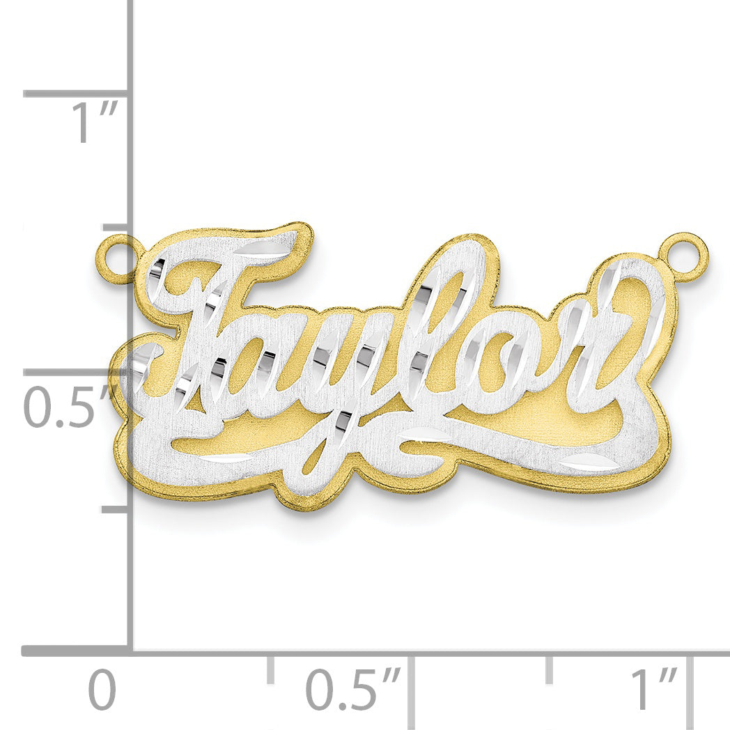 10K 3D Two-tone Satin Diamond-cut Name Plate