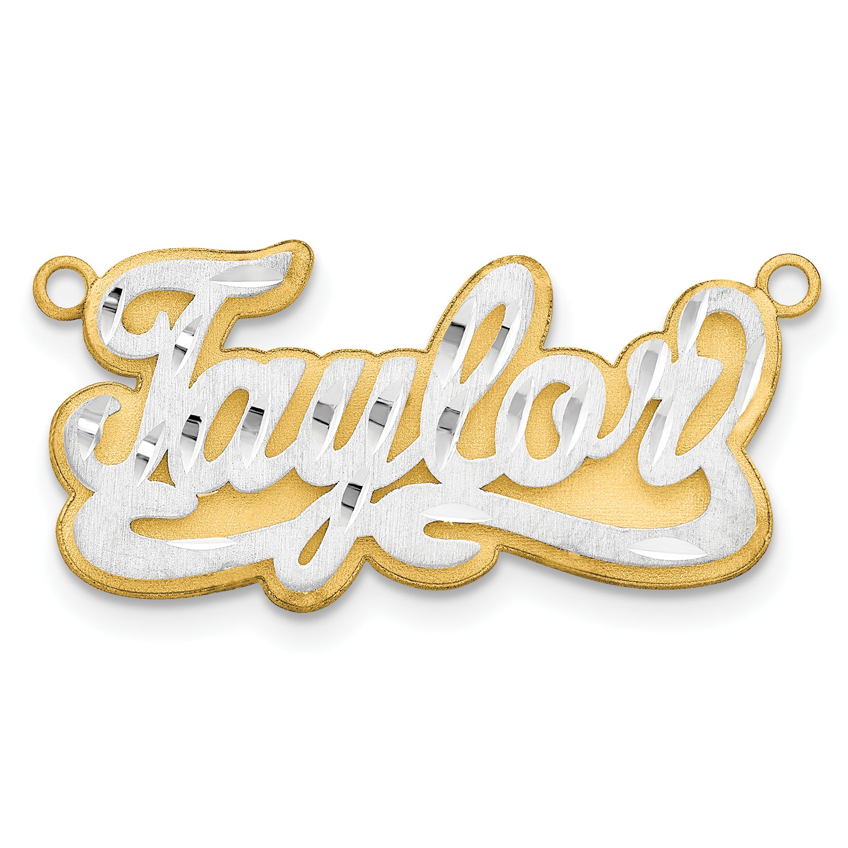 10K 3D Two-tone Satin Diamond-cut Name Plate Main image