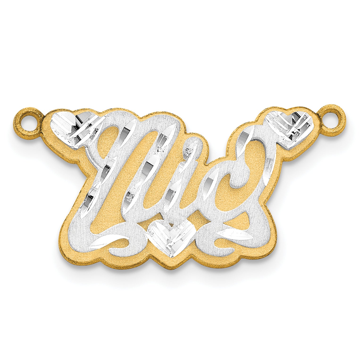 10K 3D Two-tone Satin Diamond-cut Name Plate
