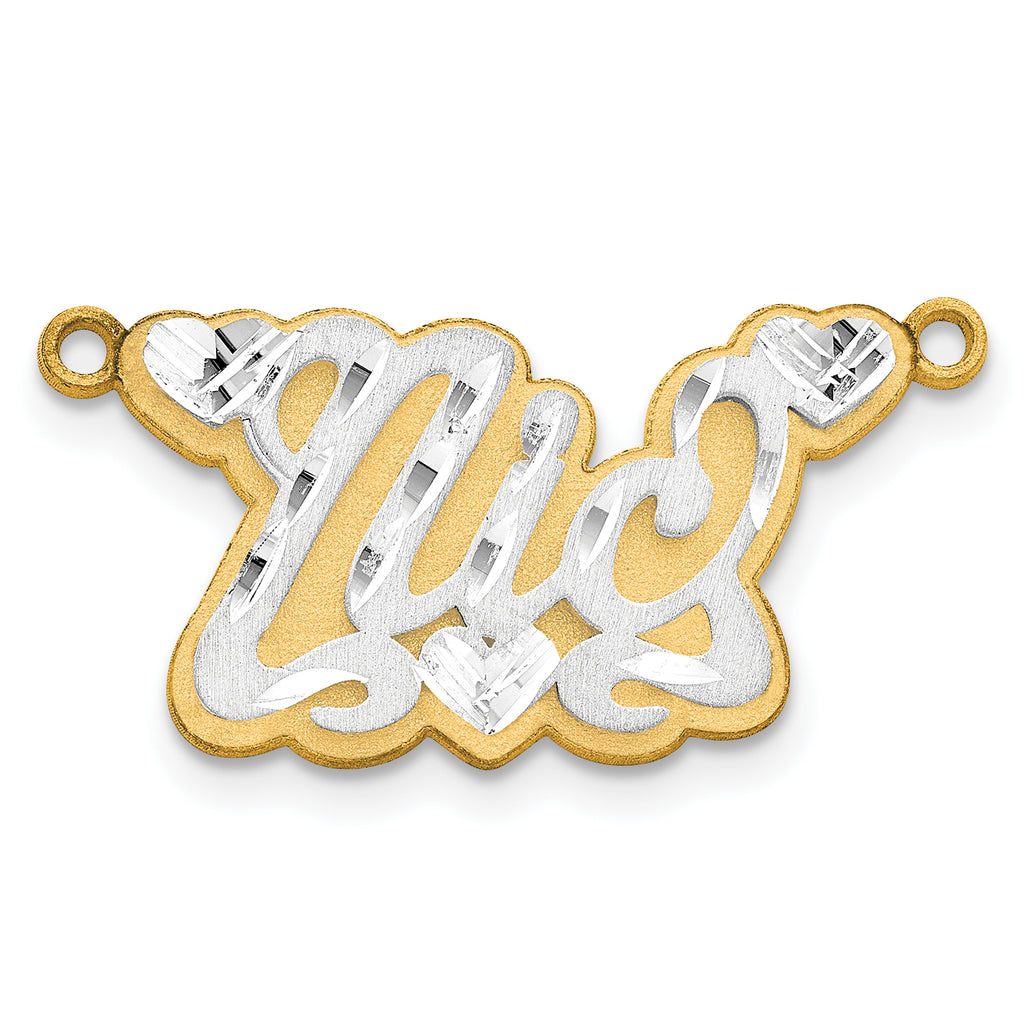 10K 3D Two-tone Satin Diamond-cut Name Plate