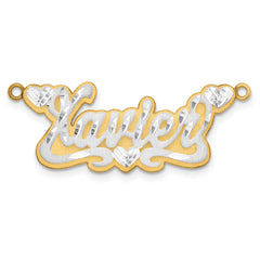 10K 3D Two-tone Satin Diamond-cut Name Plate