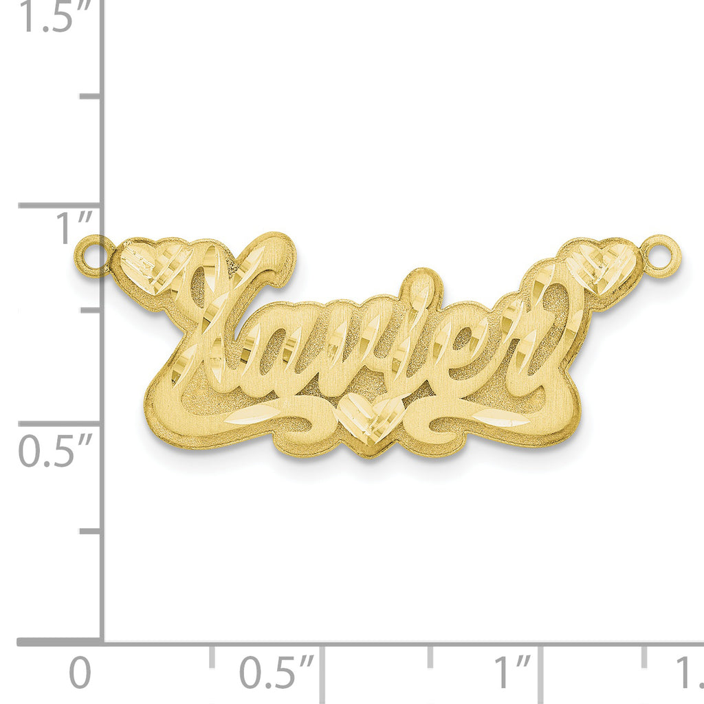 10KY 3D Satin Diamond-cut Hearts Name Plate