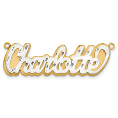 10K 3D Two-tone Satin Diamond-cut Name Plate