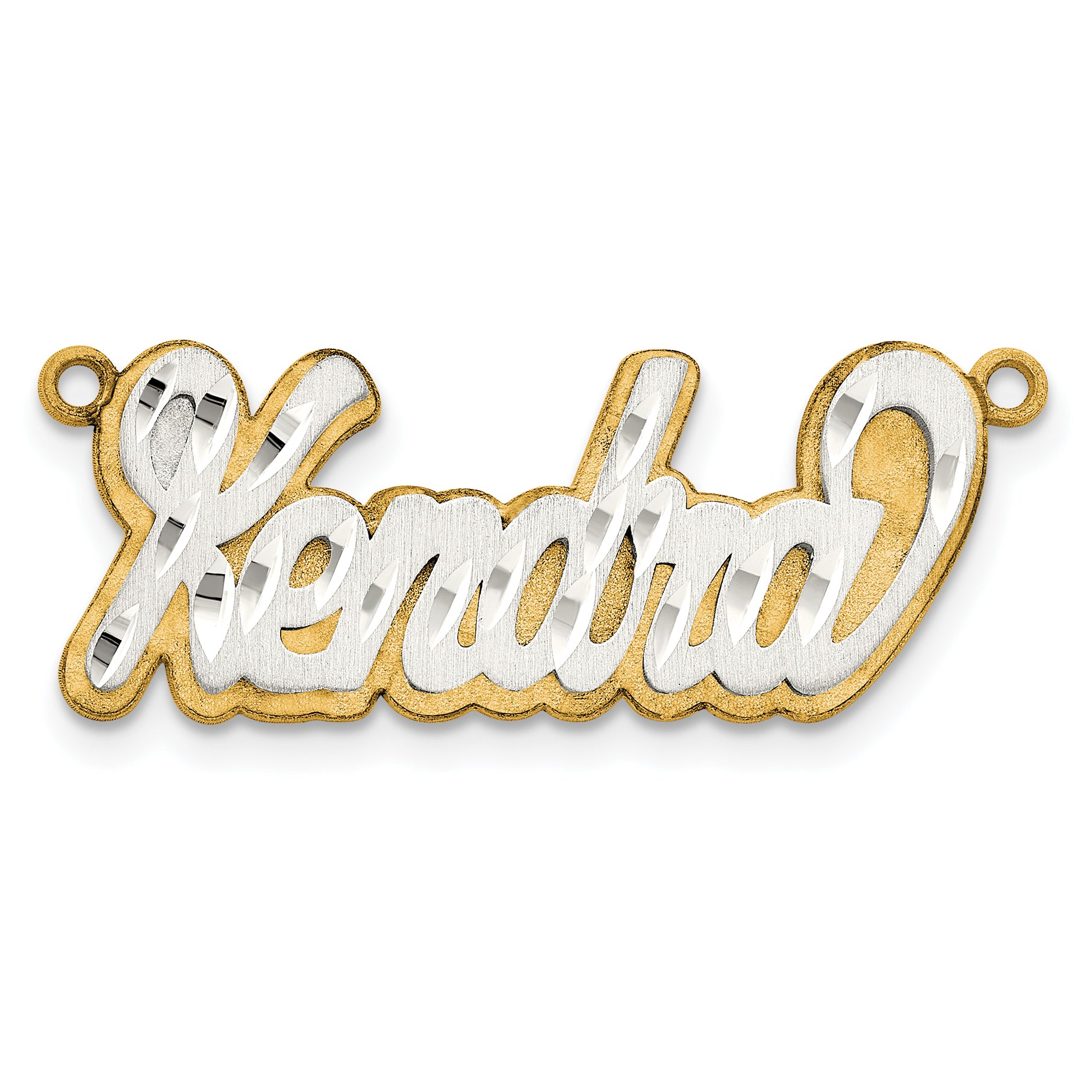 10K 3D Two-tone Satin Diamond-cut Name Plate