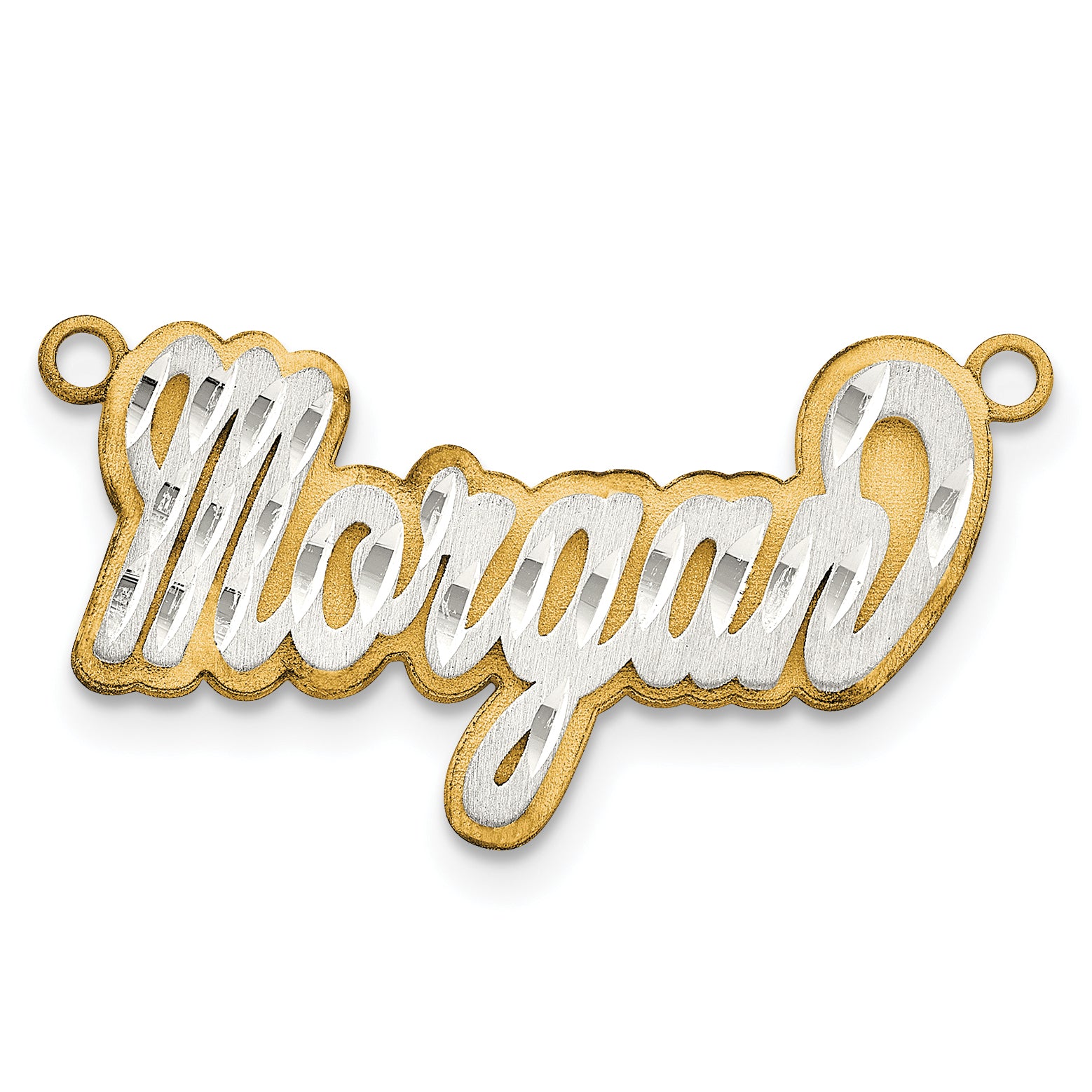 10K 3D Two-tone Satin Diamond-cut Name Plate Main image
