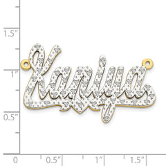 10KY and Rhodium 3D Diamond with Heart Name Plate