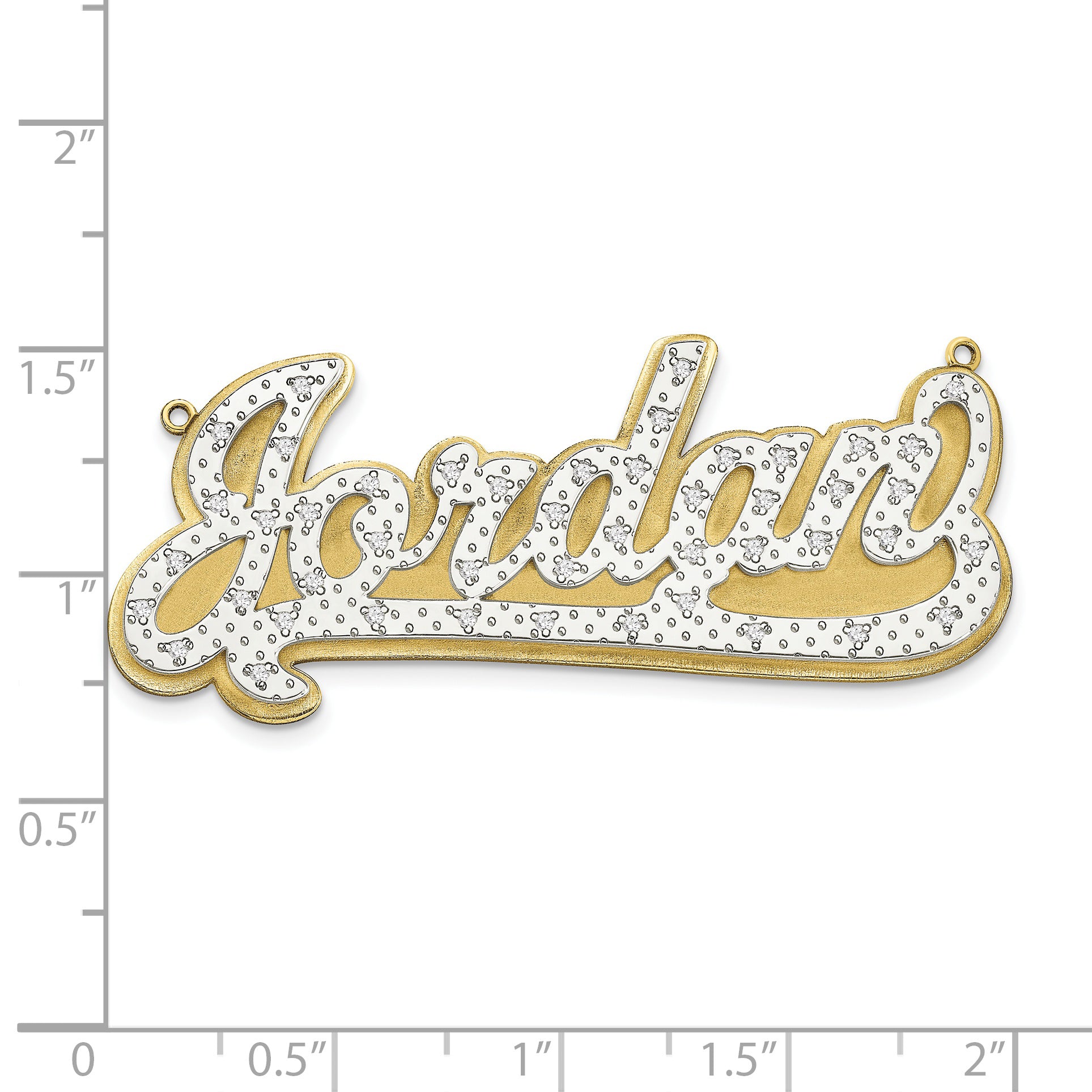 10KY and Rhodium 3D Diamond Name Plate Secondary image