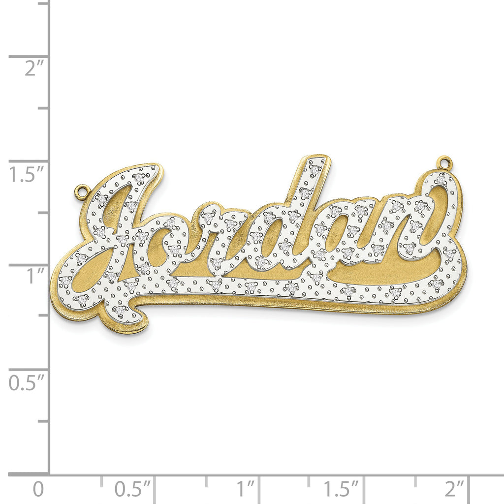 10KY and Rhodium 3D Diamond Name Plate
