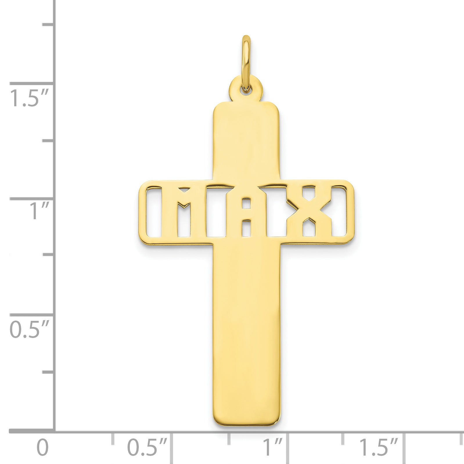 10K Polished Cross Cut-out Name Charm