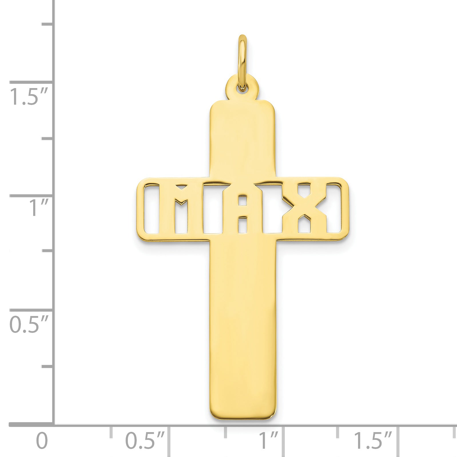 10K Polished Cross Cut-out Name Charm