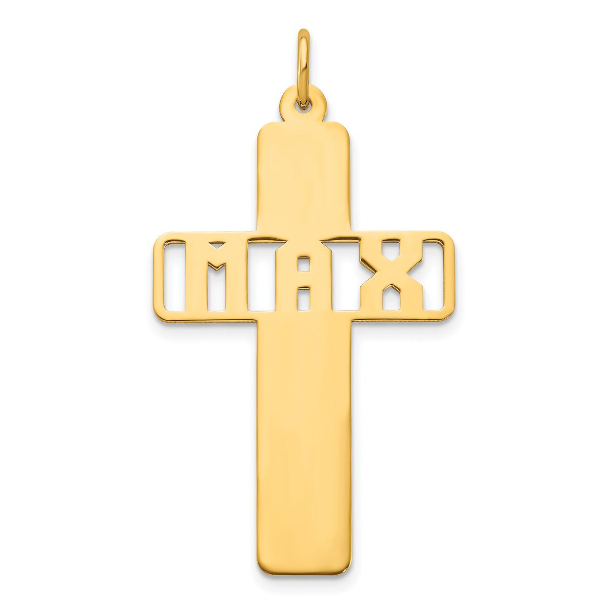 10K Polished Cross Cut-out Name Charm