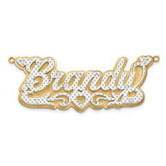 10KY and Rhodium 3D Diamond with Heart Name Plate