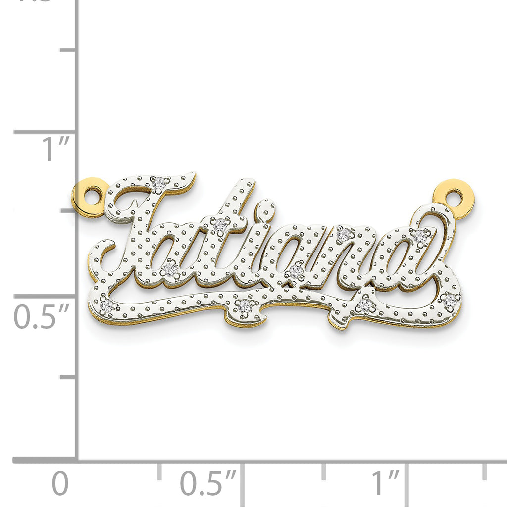 10KY and Rhodium 3D Diamond Name Plate