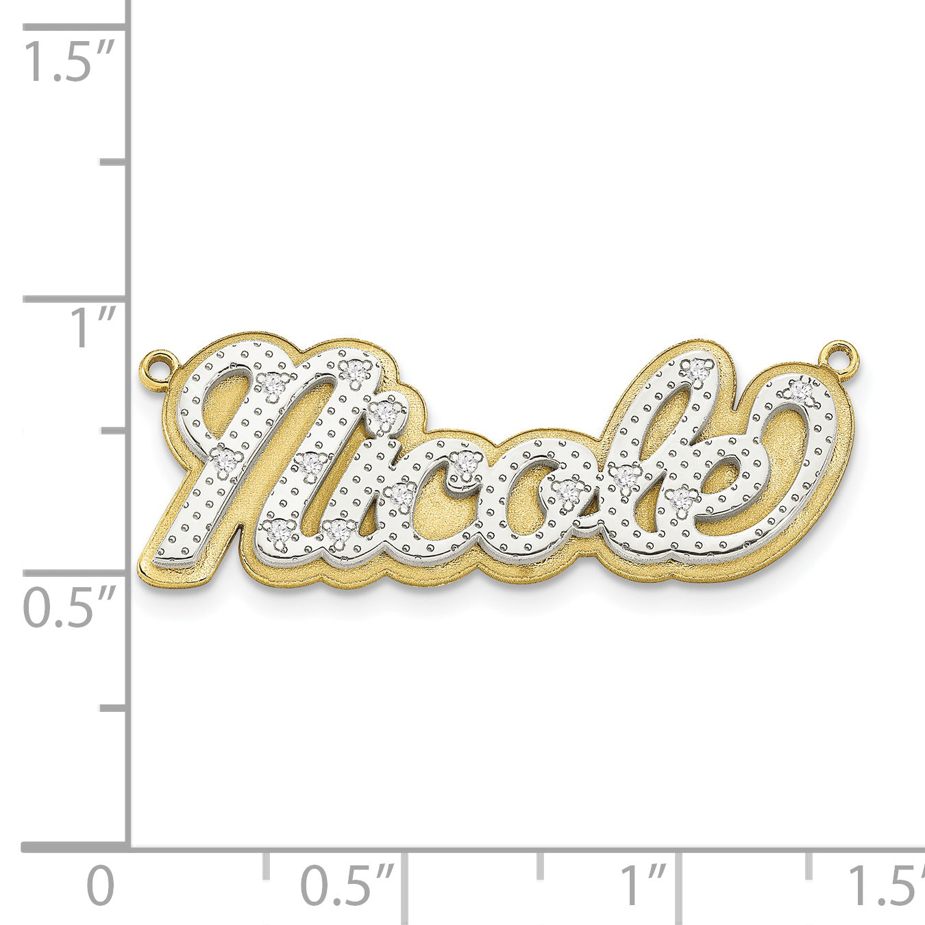 10KY and Rhodium 3D Diamond Name Plate Secondary image